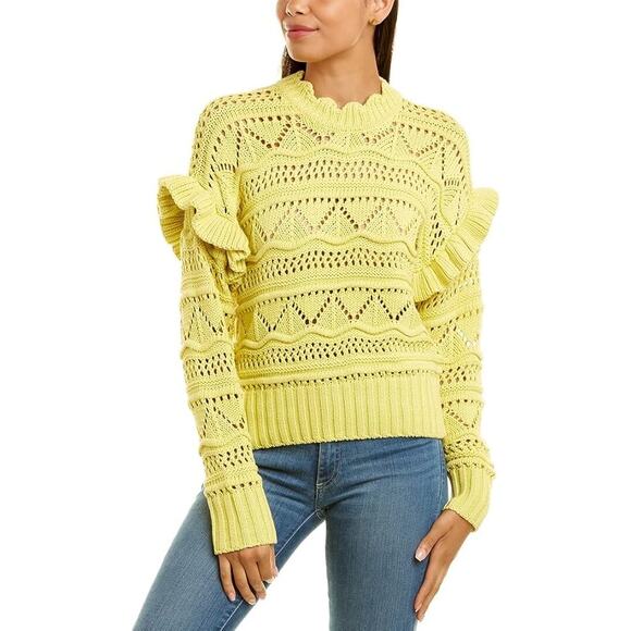 Joie Canary Yellow Knit Scalloped Neckline Sweater Size XXS - Picture 1 of 10